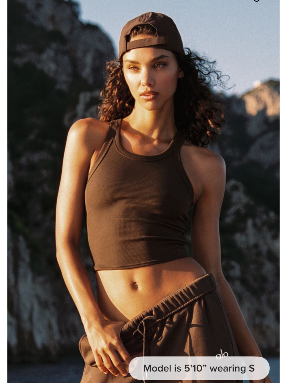 Alo Yoga goddess ribbed tank in espresso